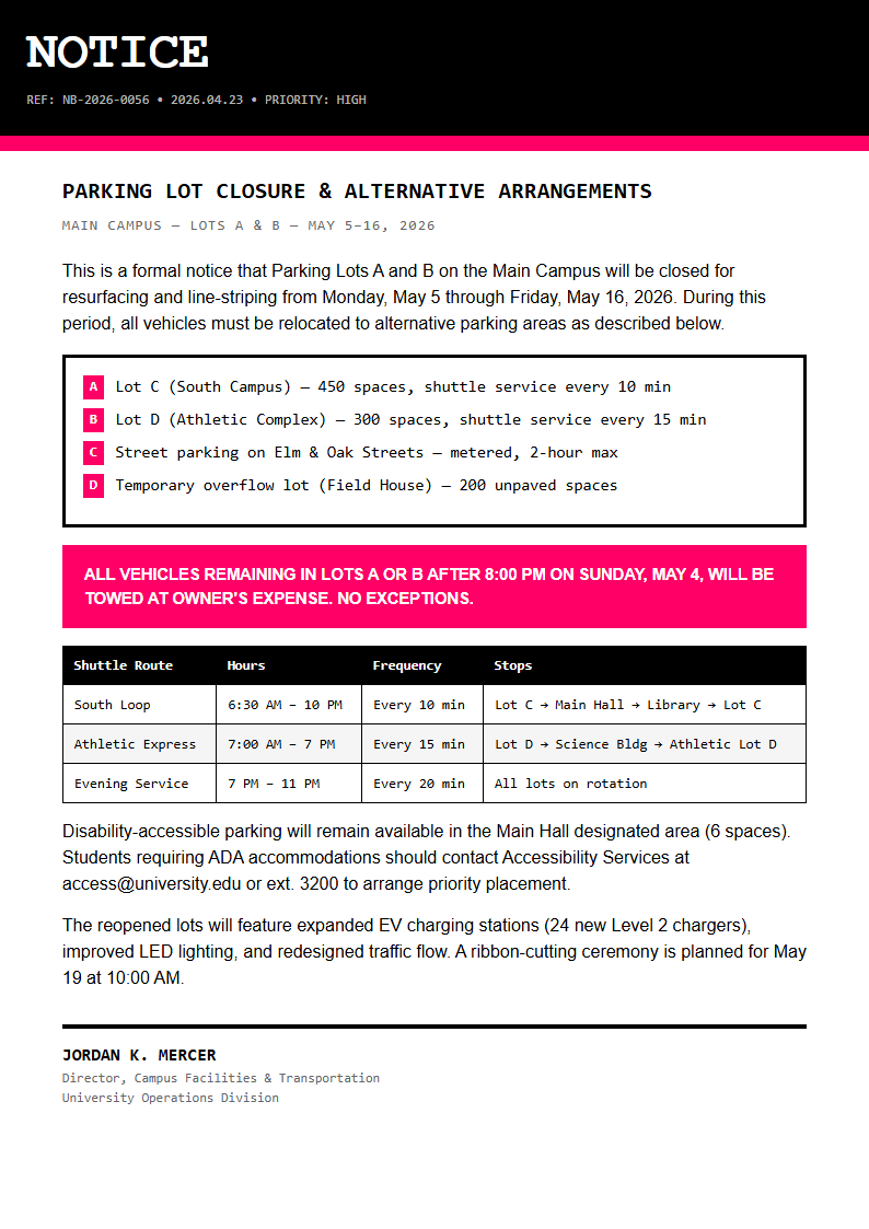 Neo Brutalist Notice